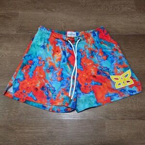 Ryoko Rain Mesh Shorts Mens Large Blue Orange Tie Dye Butterfly Logo Athletic
